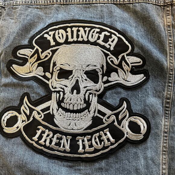 Men's YoungLA 5192 - Cars & Curls - Denim Vest, XL, NWT, BlueWash - Picture 4 of 10